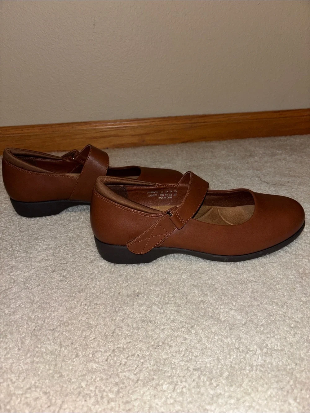 Dream Pairs Tan Mary Jane Flats with Adjustable Strap